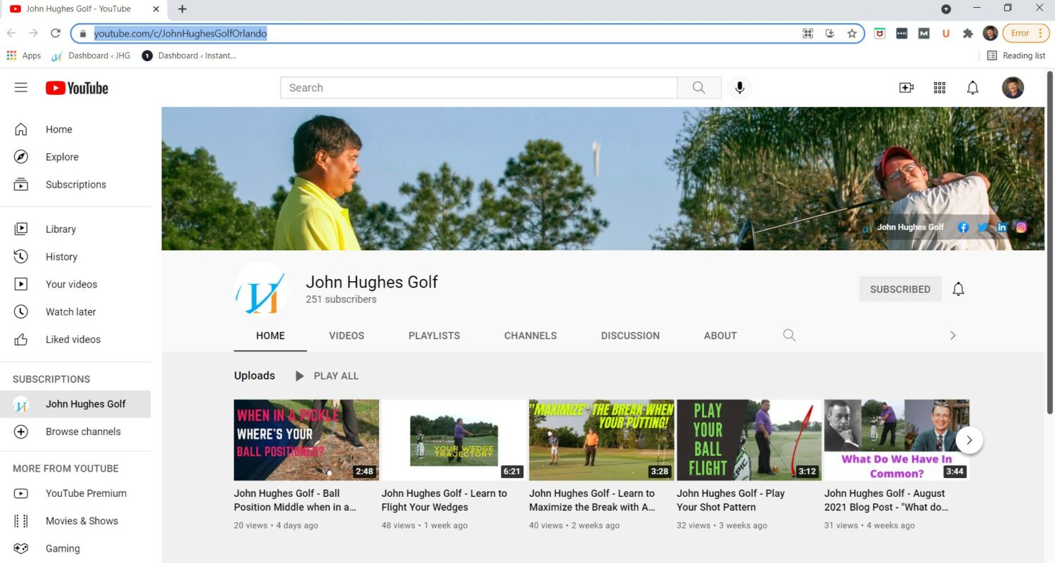 John Hughes Golf YouTube Channel, Online Golf Lessons, Golf Video Tips, Video Golf Instruction